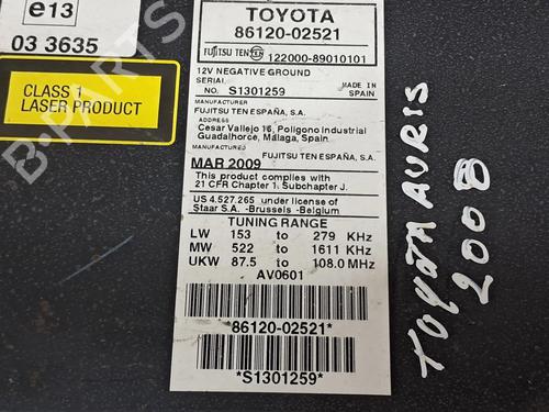 Radio TOYOTA AURIS (_E15_) 1.4 D-4D (NDE150_, NDE150R) | BP12152311E6 