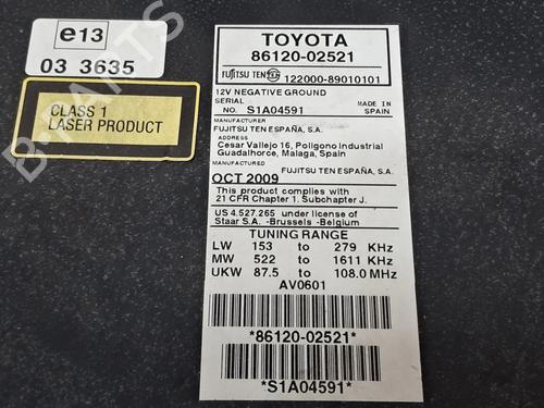 Bilradio TOYOTA AURIS (_E15_) 1.4 D-4D (NDE150_, NDE150R) | BP12157971E6 