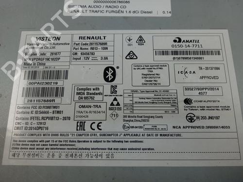 Radio RENAULT TRAFIC III Van (FG_)  | BP16534064E6 