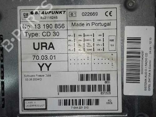 Radio OPEL ZAFIRA / ZAFIRA FAMILY B (A05) 1.9 CDTI (M75) | BP12641071E6 