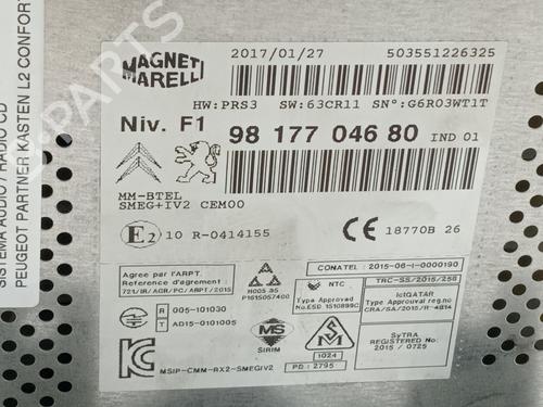 Radio PEUGEOT PARTNER Box Body/MPV  | BP27882225E6 