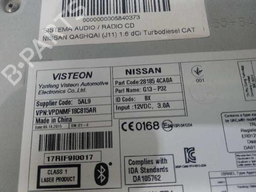 Radio NISSAN QASHQAI II (J11, J11_)  | BP12937083E6 