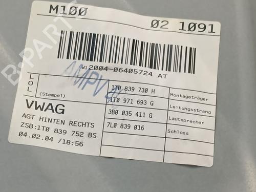 Rear right window mechanism VW TOURAN (1T1, 1T2) 2.0 TDI | BP29628871C25 