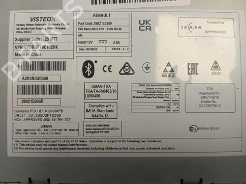 Radio RENAULT EXPRESS Box Body/MPV  | BP25855389E6 