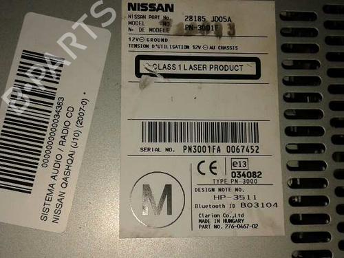 Radio NISSAN QASHQAI / QASHQAI +2 I (J10, NJ10, JJ10E)  | BP12641126E6 