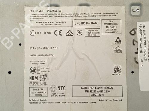 Radio PEUGEOT 208 II (UB_, UP_, UW_, UJ_)  | BP21803199E6 