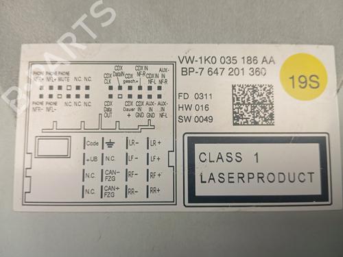 Radio VW GOLF VI (5K1)  | BP25854822E6 