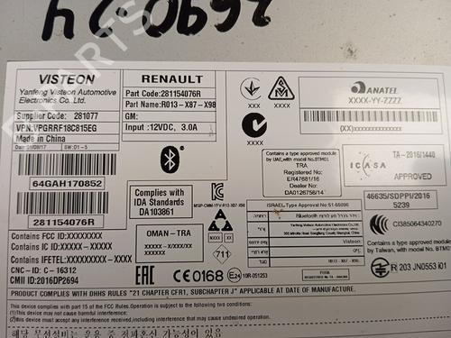 Radio RENAULT CLIO IV (BH_)  | BP21265522E6