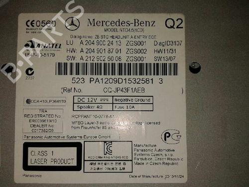 Radio MERCEDES-BENZ GLK-CLASS (X204) 220 CDI (204.902) | BP12638575E6 