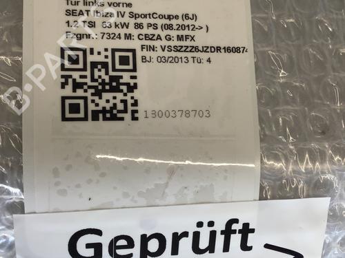 Left front door SEAT IBIZA IV SC (6J1, 6P5) 1.2 TSI | BP29626867C2 
