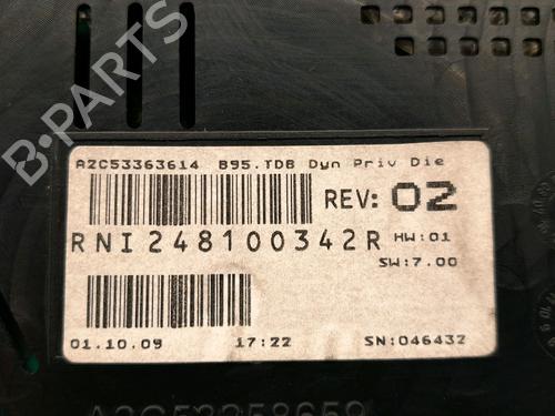 Used Instrument cluster Instrument cluster RENAULT MEGANE III Grandtour (KZ0/1) 1.9 dCi (KZ0J, KZ0N, KZ1S) (131 hp) 34490333 34490333
