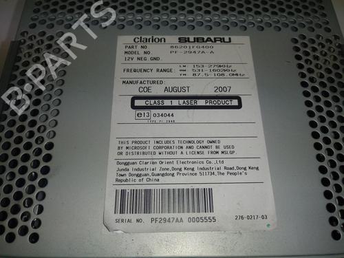 Radio SUBARU IMPREZA Hatchback (GR, GH, G3) 2.0 R AWD (GH7) | BP19684582E6 