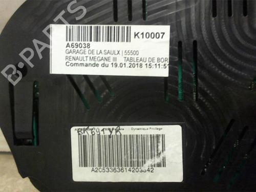 Instrument cluster RENAULT MEGANE III Hatchback (BZ0/1_, B3_) 1.5 dCi (BZ09, BZ0D, BZ1W, BZ29, BZ14) | BP12972564C47 