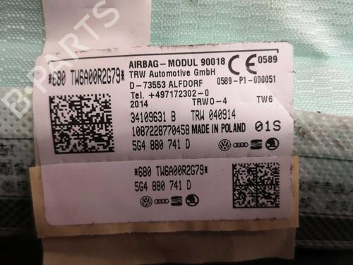 Left curtain airbag VW GOLF VII Variant (BA5, BV5) 1.6 TDI | BP22291999C11 
