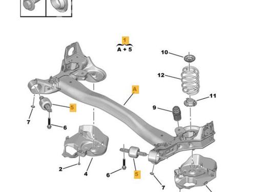 Rear axle PEUGEOT 3008 SUV (MC_, MR_, MJ_, M4_) 1.2 THP/ PureTech 130 (MRHNSM, MRHNSU, MRHNSJ, MRHNYW,... (131 hp) 9074426