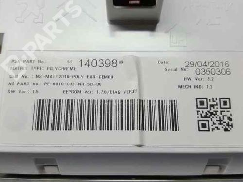 Instrument cluster PEUGEOT 208 I (CA_, CC_) 1.2 PureTech 82 | BP2782593C47 