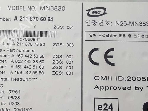 Radio MERCEDES-BENZ E-CLASS (W211) E 280 CDI (211.020) | BP2783089E6