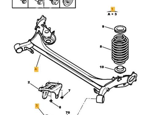 Used Rear axle PEUGEOT 307 CC (3B) 2.0 16V (136 hp) 10738119