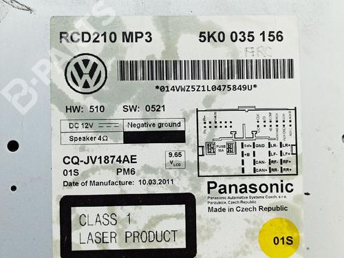 Radio VW GOLF VI (5K1) 1.4 | BP8669203E6 