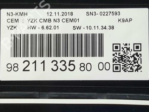 Instrument cluster PEUGEOT PARTNER Box Body/MPV (K9) 1.6 BlueHDI 75 | BP11527916C47 