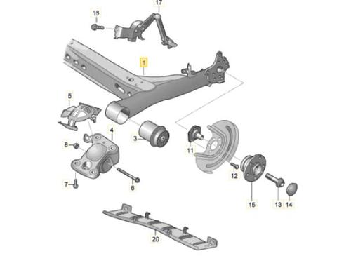 Rear axle SEAT IBIZA V (KJ1, KJG) 1.0 TSI (115 hp) 9814428