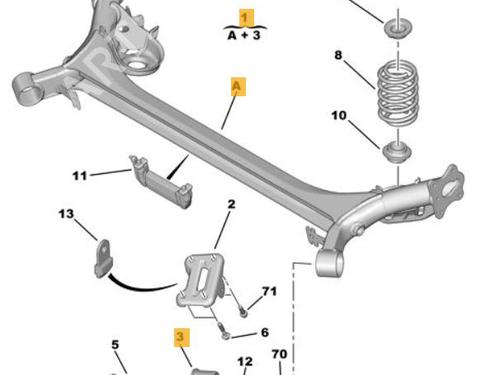 Rear axle PEUGEOT 308 I (4A_, 4C_) 1.6 16V (120 hp) 16390227