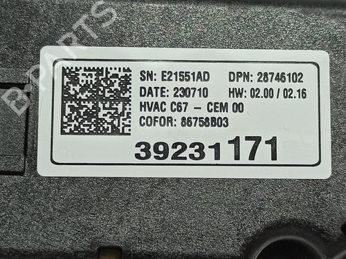 AC Styreenhet / Manøvreringsenhet OPEL CORSA F (P2JO) 1.2 MHEV | BP19165054I5 