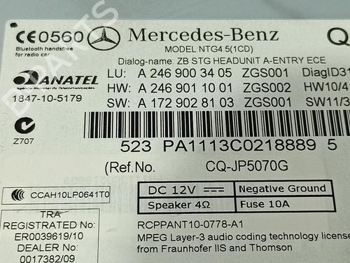 Radio MERCEDES-BENZ B-CLASS Sports Tourer (W246, W242) B 200 CDI (246.201) | BP16221152E6