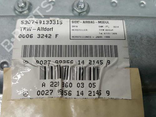 Left door airbag MERCEDES-BENZ S-CLASS (W220) S 320 CDI (220.026, 220.126) | BP11423723C52 