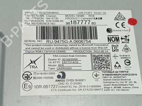 Radio PEUGEOT EXPERT Bus (V_) | BP18871772E6