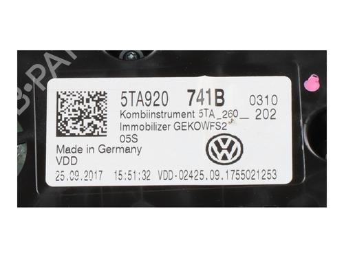 Instrument cluster VW TOURAN (5T1) 1.6 TDI | BP16206187C47 