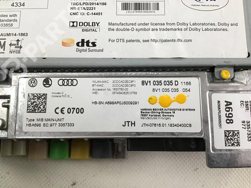 Radio AUDI A3 Sportback (8VA, 8VF) 1.5 TFSI | BP7804812E6 