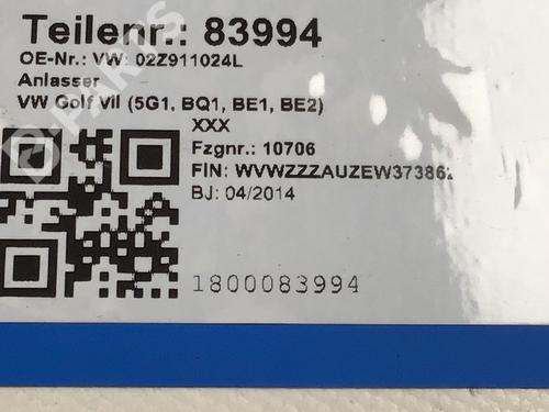 Starter VW GOLF VII (5G1, BQ1, BE1, BE2) 1.6 TDI | BP10406044M8 