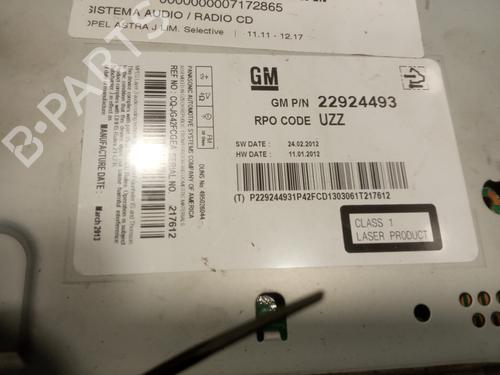 Radio OPEL ASTRA J (P10)  | BP3132705E6 