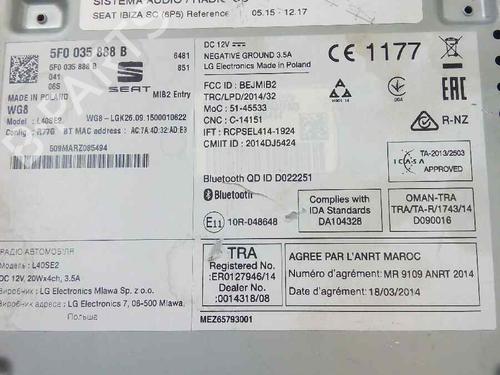 Radio SEAT IBIZA IV (6J5, 6P1)  | BP3122180E6 