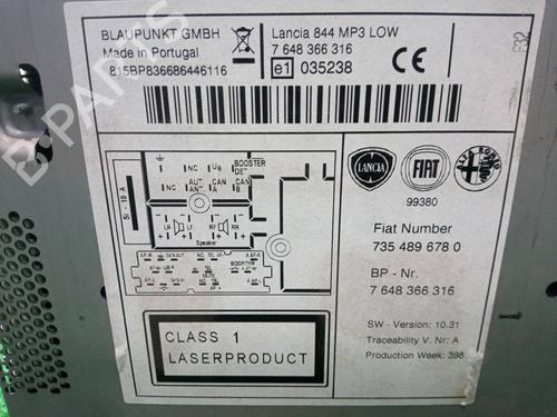 Radio LANCIA DELTA III (844_)  | BP17149218E6 