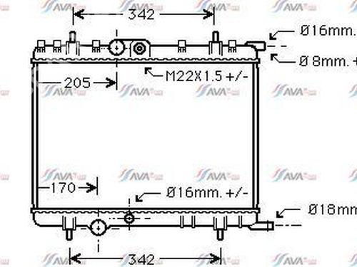 Used Water radiator Water radiator PEUGEOT 307 (3A/C) 2.0 16V (136 hp) 34254065 34254065