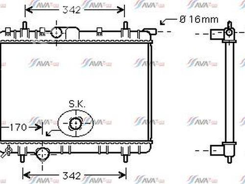Radiateur à eau PEUGEOT 206 Hatchback (2A/C) 1.4 HDi eco 70 (68 hp) 31983980