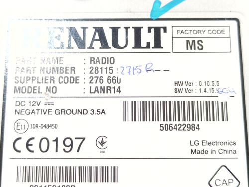 Bilradio RENAULT MEGANE IV Hatchback (B9A/M/N_) 1.5 dCi 110 (B9A3) | BP29908225E6 