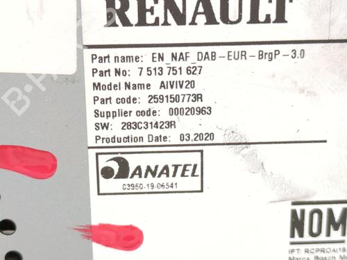 Display monitor RENAULT KANGOO III Box Body/MPV 1.5 Blue dCi 95 (FJAB) | BP30960888C48