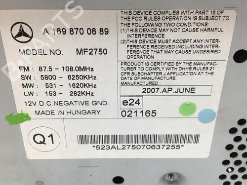 Radio MERCEDES-BENZ A-CLASS (W169) A 150 (169.031, 169.331) | BP26289595E6 