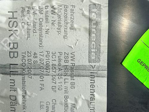 Glove box VW PASSAT B6 (3C2) 2.0 TDI 16V | BP16674805C95