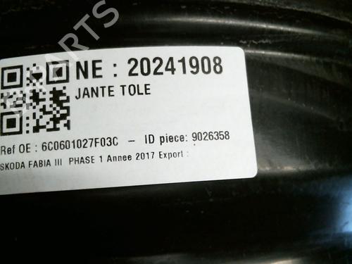 Used Rim Rim SKODA FABIA III (NJ3) 1.0 TSI (95 hp) 40468043 40468043