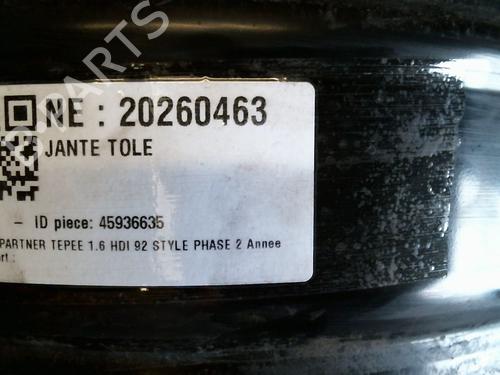 Felg Felg PEUGEOT PARTNER Tepee 1.6 HDi 90 (92 hp) 37497767 37497767