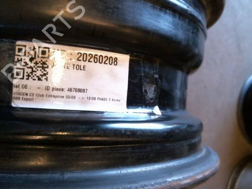 Felg Felg CITROËN C2 (JM_) 1.4 HDi (68 hp) 37584026 37584026