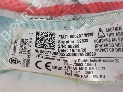Right curtain airbag FIAT TIPO Saloon (356_, 357_) 1.3 D (356SXB1A, 356SXH1A, 356SXD1A) | BP20502405C12 