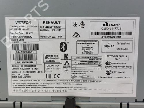 Radio DACIA SANDERO II 1.0 LPG (B8ML) | BP17206053E6