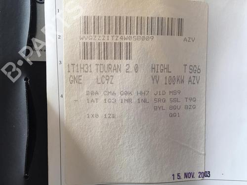 Glove box VW TOURAN (1T1, 1T2) 2.0 TDI | BP15368290C95 