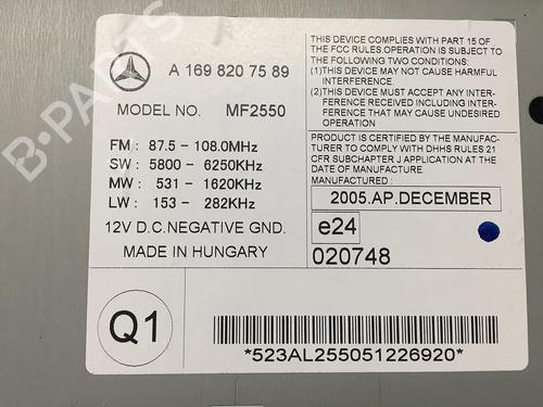 Radio MERCEDES-BENZ A-CLASS (W169) A 160 CDI (169.006, 169.306) | BP15367304E6 