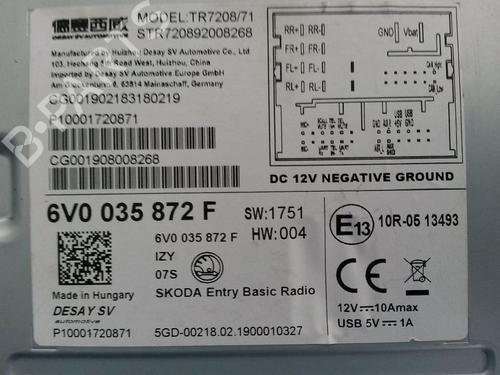 Radio SKODA FABIA III (NJ3) 1.0 | BP15705887E6 